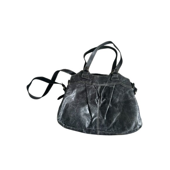 PATRICIA NASH Black Crackled Leather Satchel Crossbody bag - Picture 6 of 8